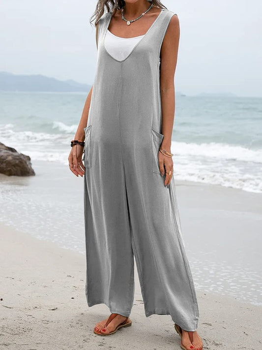 Full Size Wide Strap Jumpsuit with Pockets