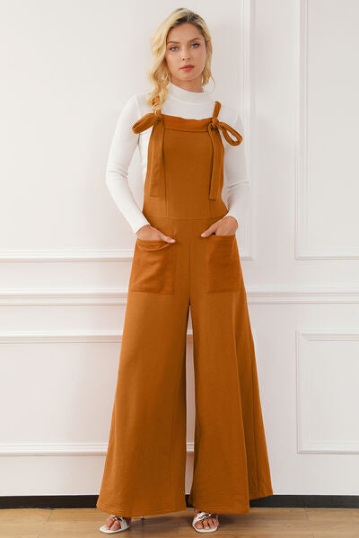 Pocketed Square Neck Wide Strap Jumpsuit