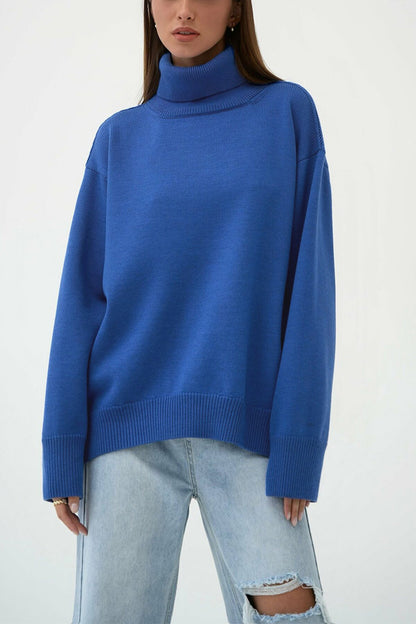 Turtle Neck Dropped Shoulder Sweater