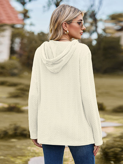 Cable-Knit Hooded Blouse