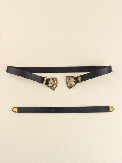 Double Buckle PU Leather Belt