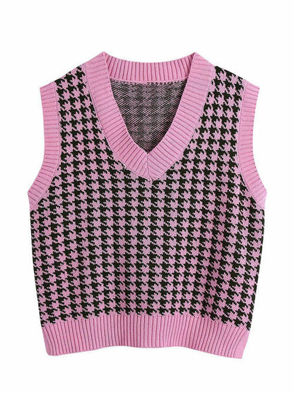 Houndstooth V-Neck Sweater Vet