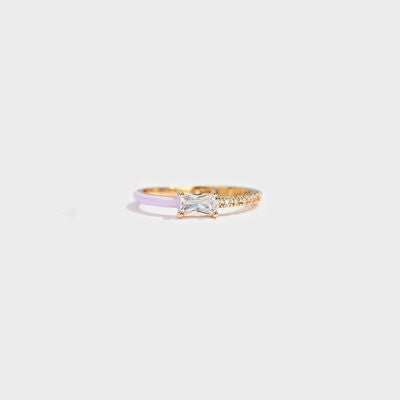 Heart Shape Inlaid Zircon Enamel Ring