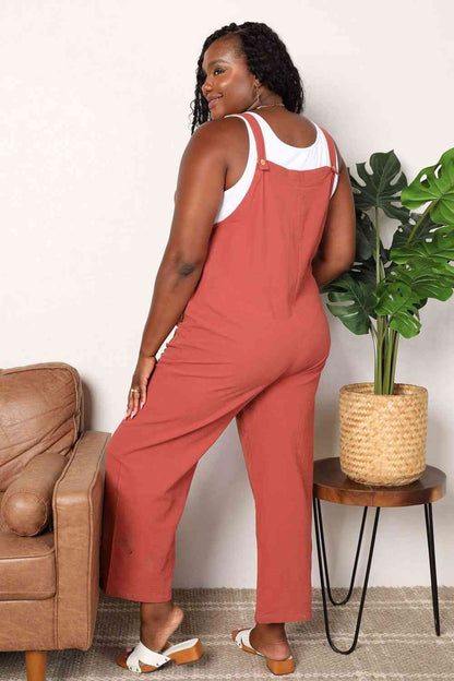 Double Take Wide Leg Overalls with Front Pockets