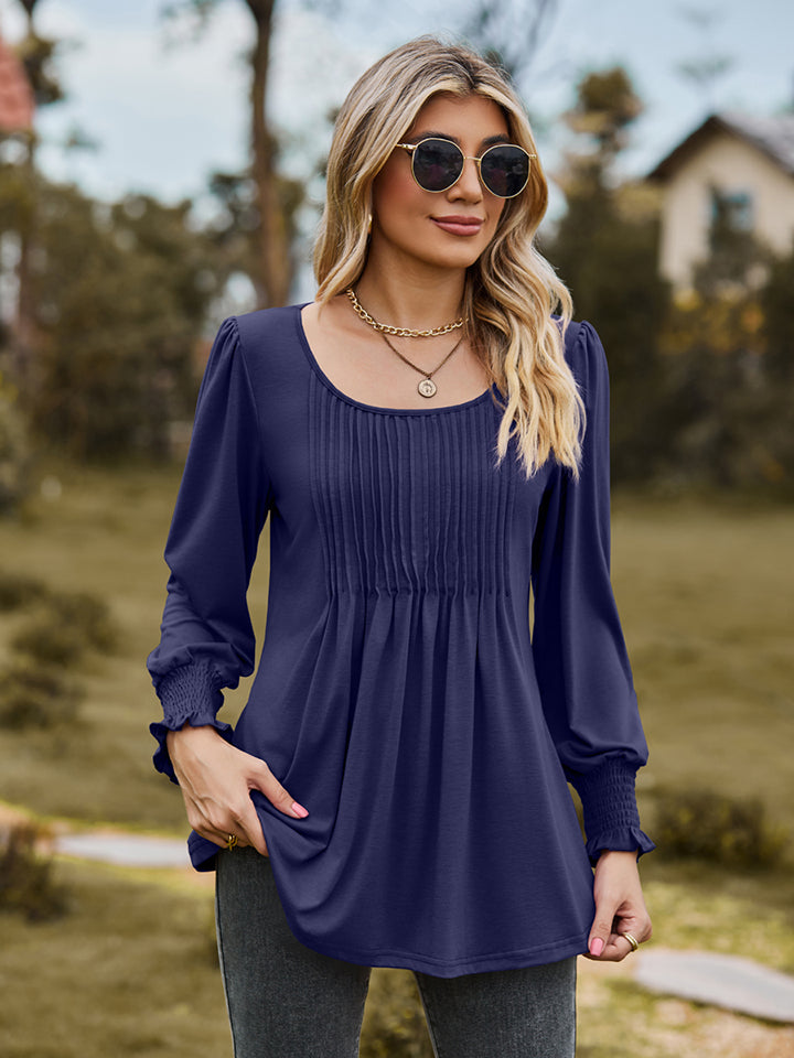 Puff Sleeve Pleated Blouse