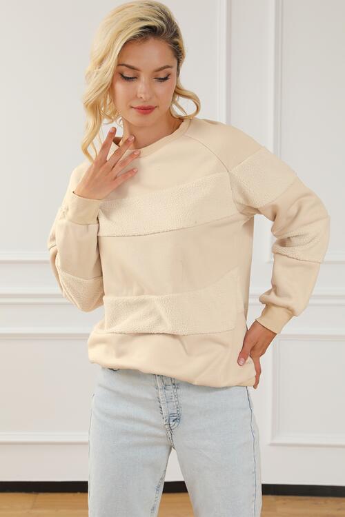 Striped Round Neck Long Sleeve Sweatshirt