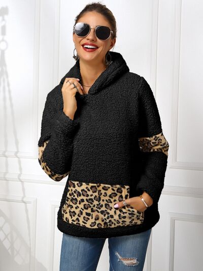 Sherpa Leopard Long Sleeve Hoodie