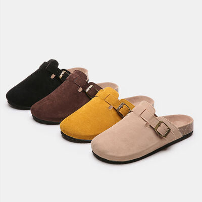 Suede Closed Toe Buckle Slide