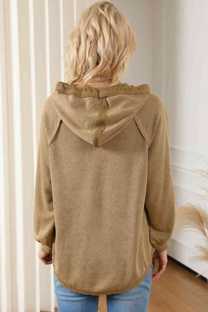 Waffle-Knit Drawstring Hoodie