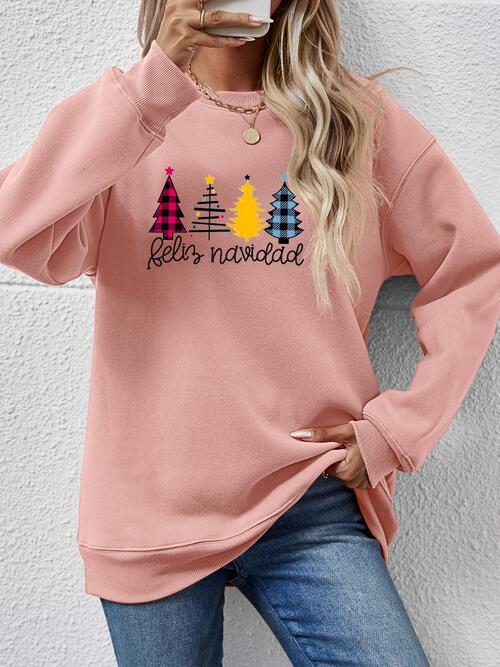 Round Neck Graphic Long Sleeve Sweatshirt