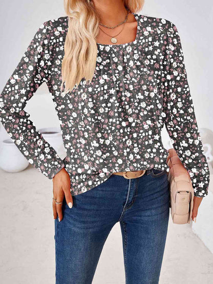 Full Size Square Neck Long Sleeve Blouse