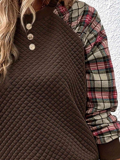 Plaid Round Neck Sweatshirt