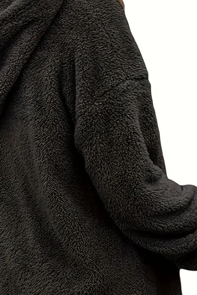 Half Zip Dropped Shoulder Oversized Hoodie