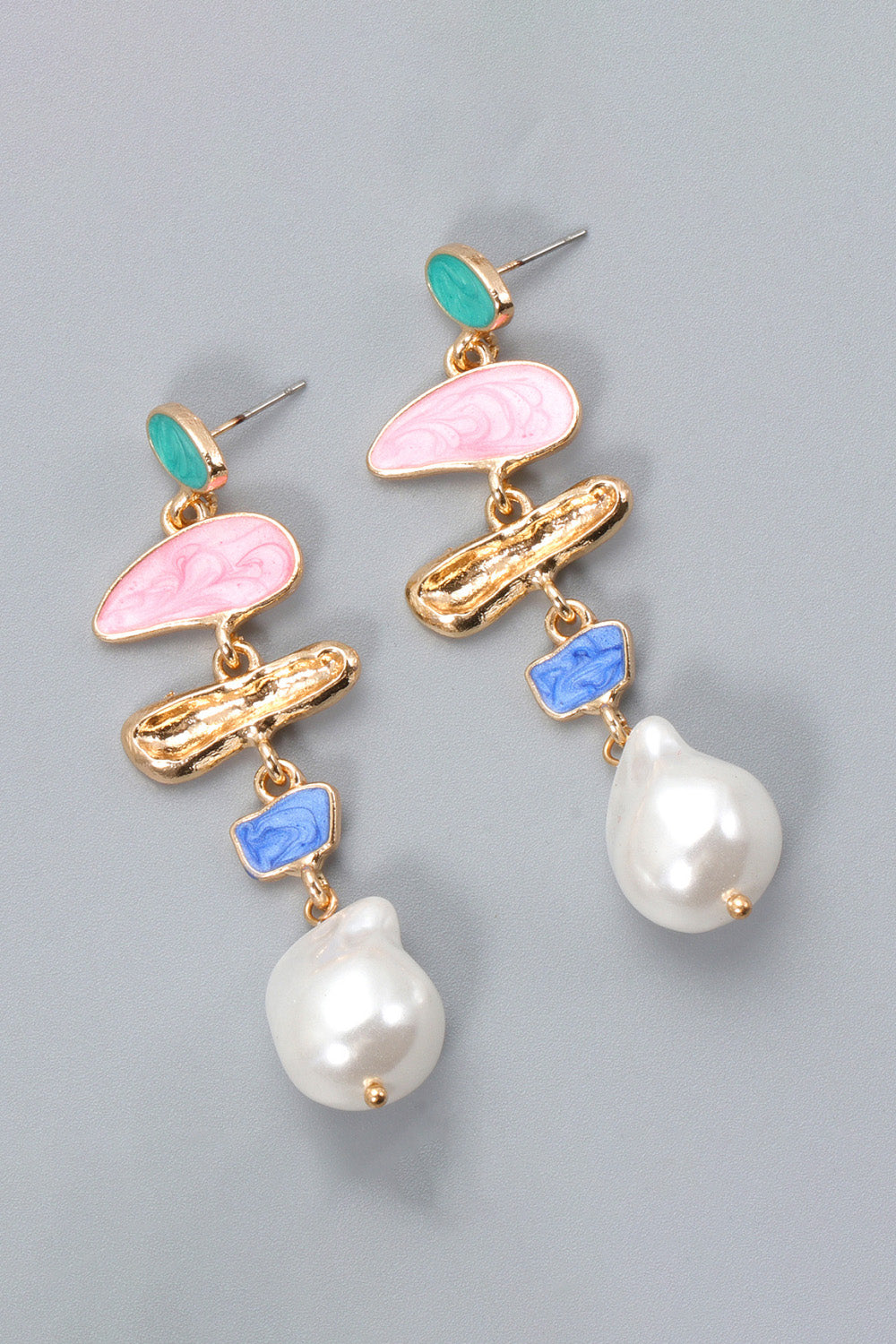 Abnormal Shpae Zinc Alloy Synthetic Pearl Dangle Earrings