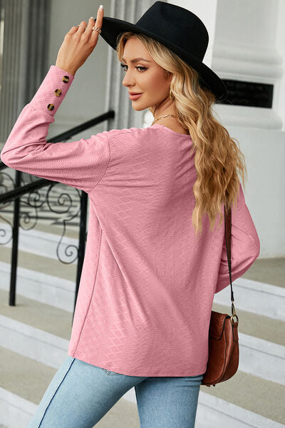 V-Neck Lantern Sleeve T-Shirt