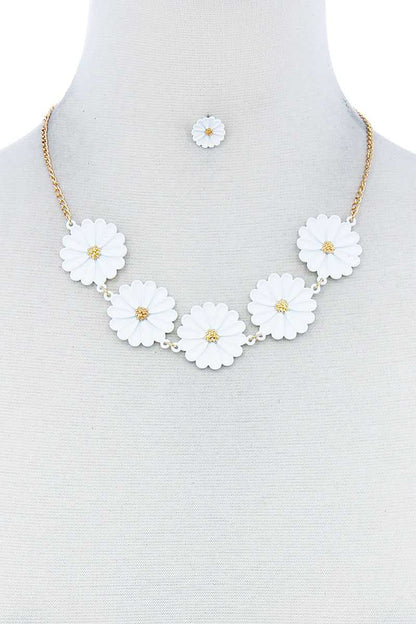 Fashion Cute Multi Tender Flower Necklace And Earring Set