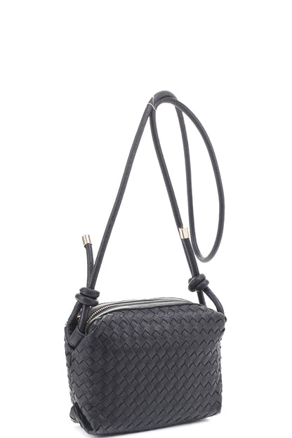 Braid Texture Zipper Crossbody Bag