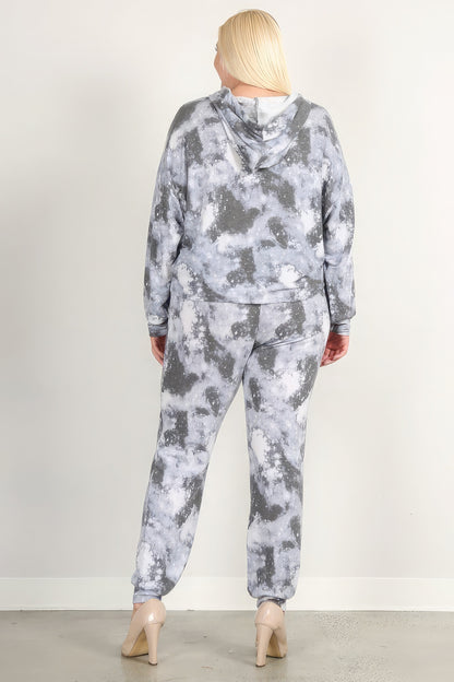 Tie Dye Print Pullover Hoodie And Sweatpants