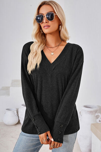 V-Neck Dropped Shoulder T-Shirt