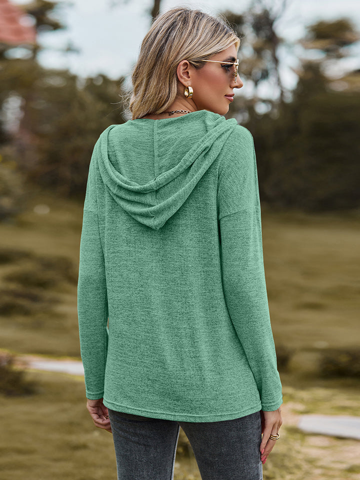 Dropped Shoulder Hooded Blouse