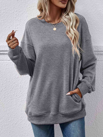 Dropped Shoulder Sweatshirt with Pockets