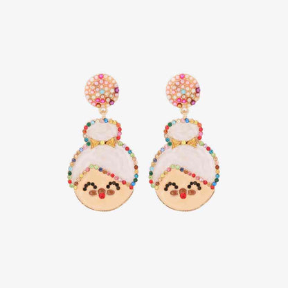 Rhinestone Alloy Mrs. Claus Earrings