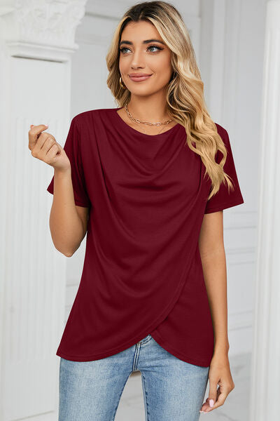 Cowl Neck Short Sleeve T-Shirt