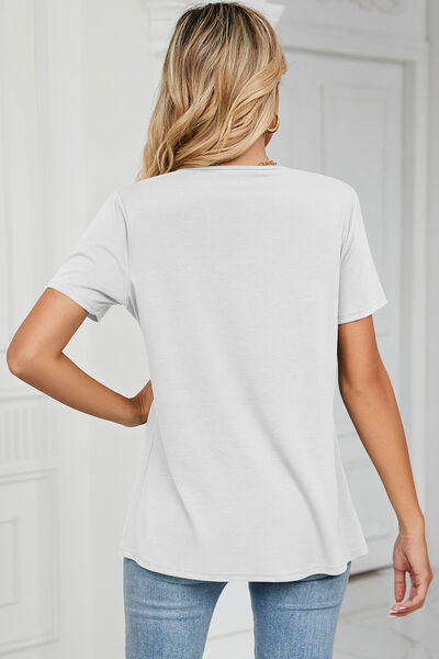 Cowl Neck Short Sleeve T-Shirt