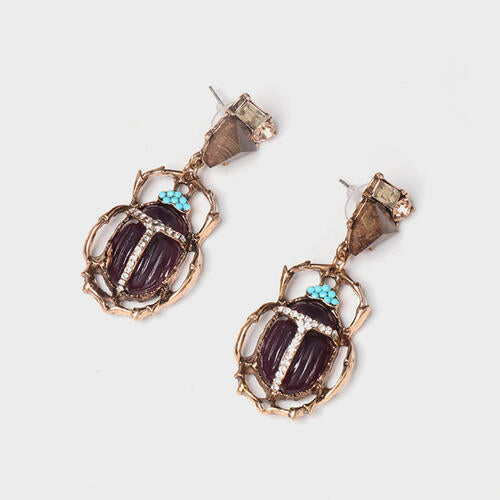 Beetle Shape Rhinestone Alloy Dangle Earrings