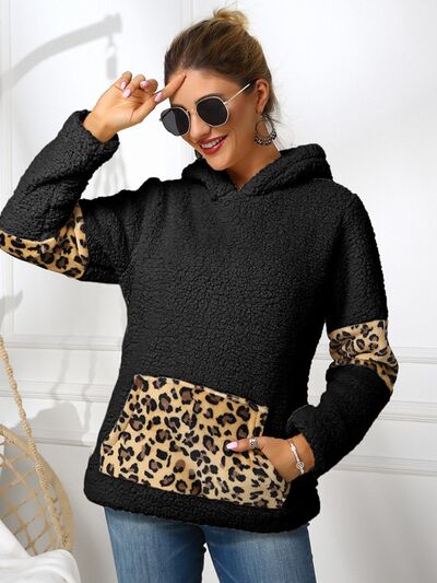 Sherpa Leopard Long Sleeve Hoodie