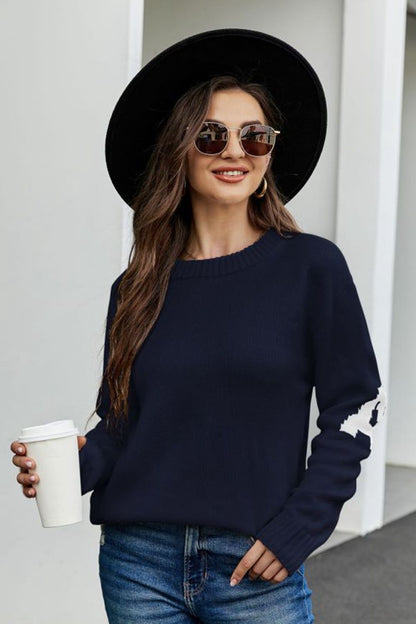 Round Neck Dropped Shoulder Sweater