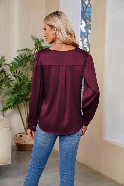 V-Neck Long Sleeve Top