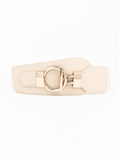 PU Elastic Wide Belt with Alloy Buckle