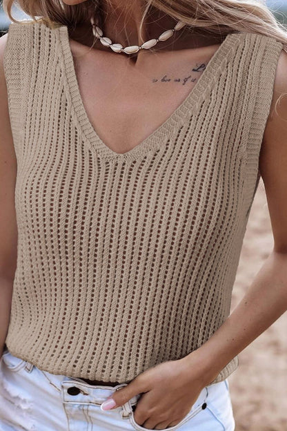 V-Neck Wide Strap Knit Vest