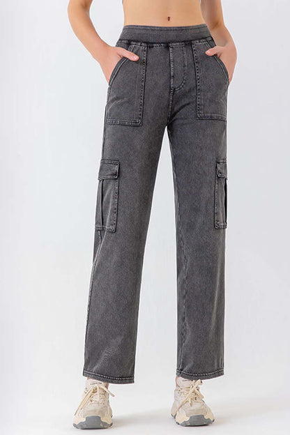 Button Fly Pocketed Long Jeans