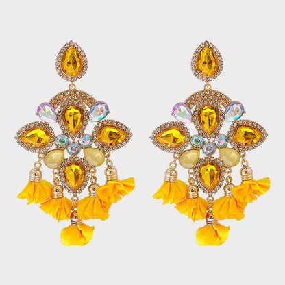 Flower Shape Rhinestone Alloy Dangle Earrings