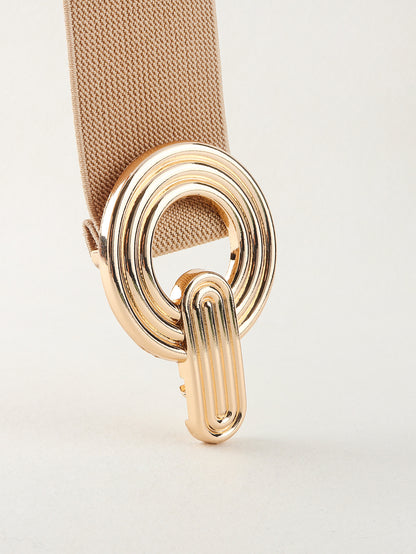 Geometric Buckle Elastic Wide Belt