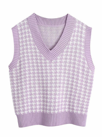 Houndstooth V-Neck Sweater Vet