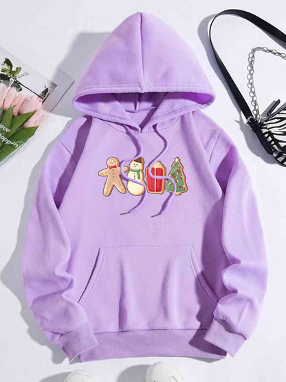 Graphic Drawstring Hoodie with Pocket