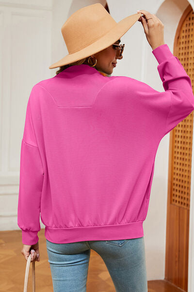 Half Zip Dropped Shoulder Sweatshirt