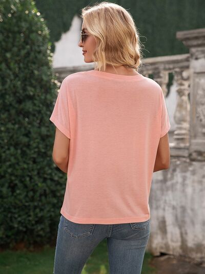 Pocketed Round Neck Short Sleeve T-Shirt