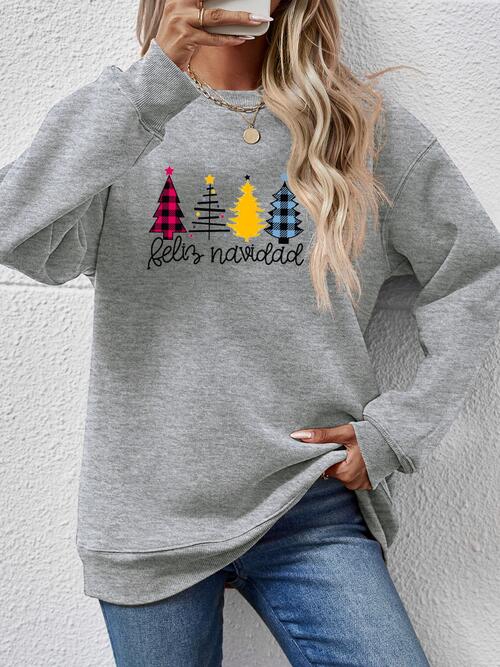 Round Neck Graphic Long Sleeve Sweatshirt