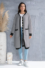 Load image into Gallery viewer, Button Up Contrast Trim Hooded Cardigan