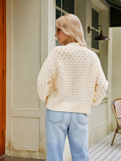 Openwork Round Neck Sweater