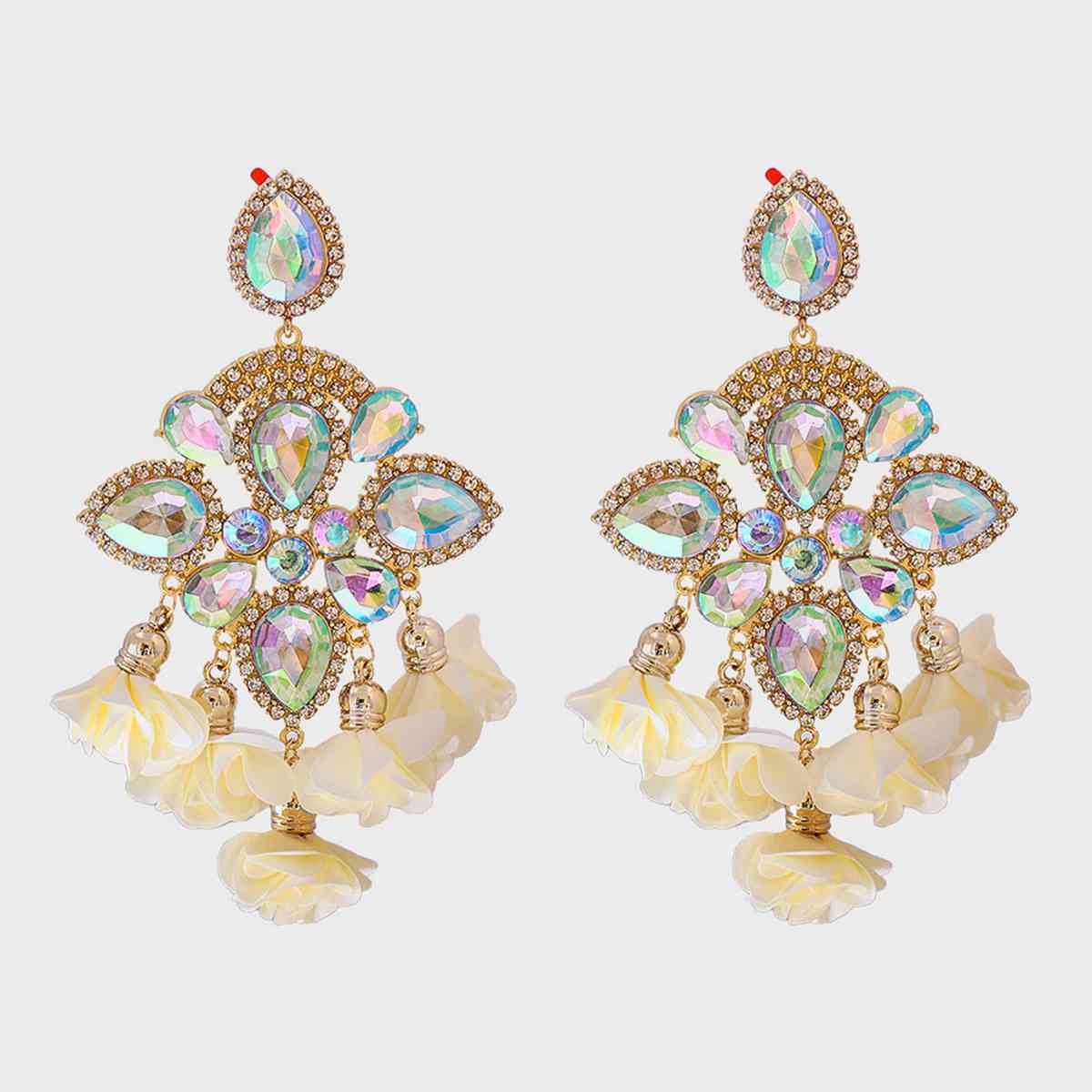 Flower Shape Rhinestone Alloy Dangle Earrings